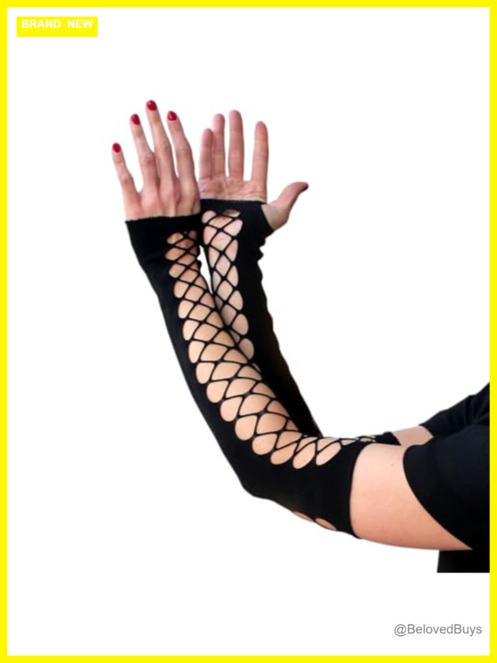 Corset Fingerless Arm Warmers Long Gloves 16" Gothic